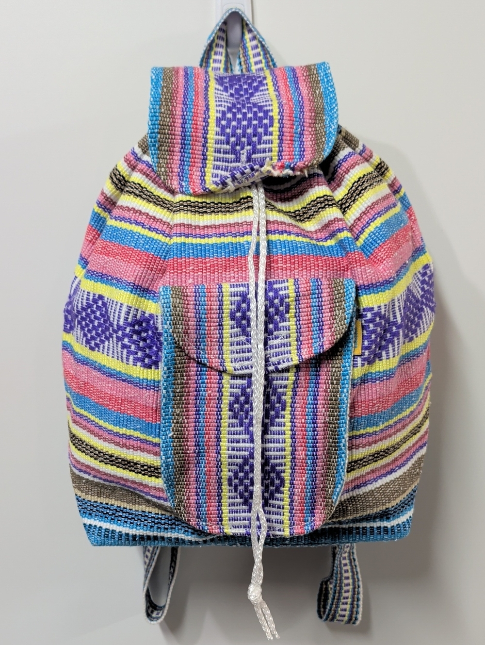 NWOT Artesanías Pinzón Bohemian Woven Striped Backpack